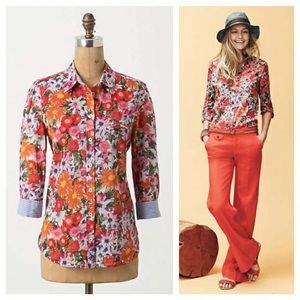 Anthropologie HD in Paris Floral Cotton Button-Up Shirt – Size M